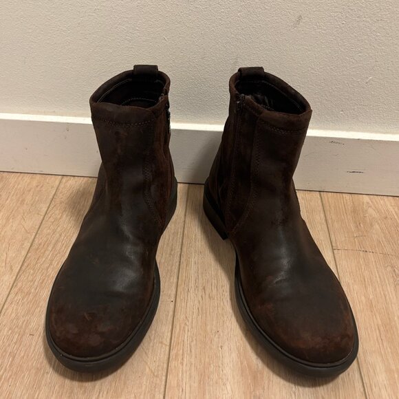 $300 Camper Brown Nubuck Leather Side-Zip Boots -EU 43 / US 10 - Picture 1 of 14